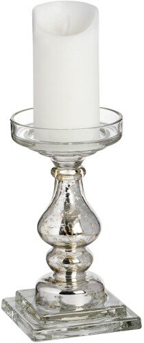 Antique Silver Glass Candle Column