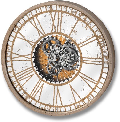 Mirrored Round Clock With Moving Mechanism
