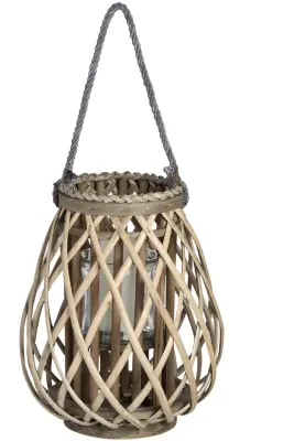 Small Wicker Bulbous Lantern