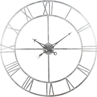 Large Silver Foil Skeleton Wall Clock
