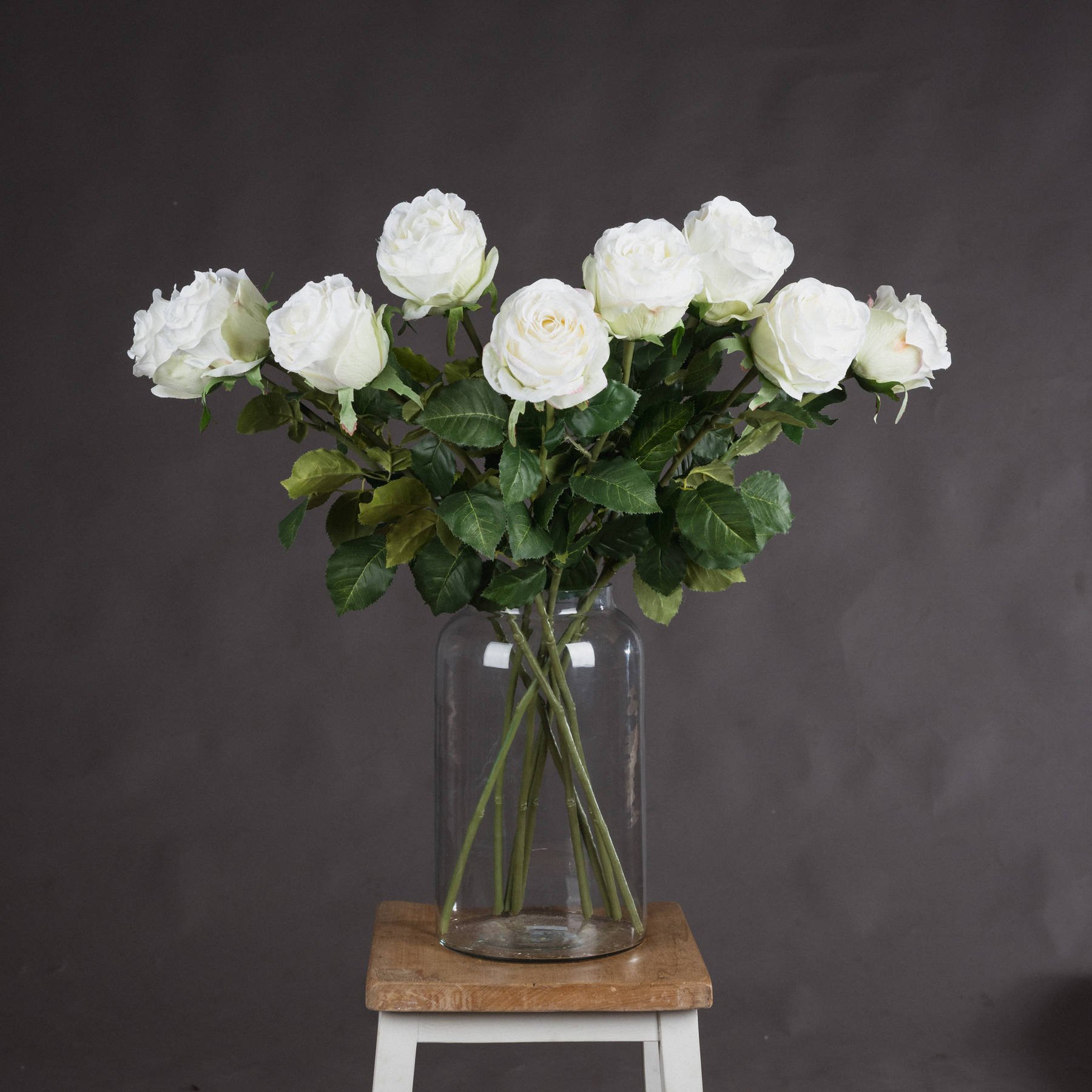 White Wood Roses Traditional Long Stem Garden Variety White Rose - No 10 Furniture