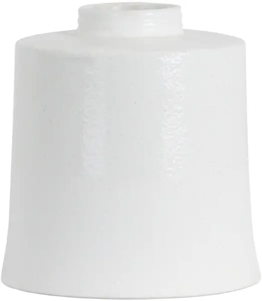 White With Grey Detail Large Cylindrical Ceramic Vase