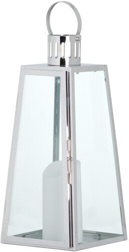 Large Stainless Steel Lighthouse Lantern With Wax Flickering Flame Candle