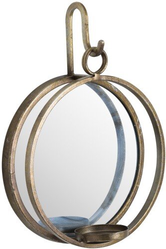 Large Bronze Wall Hanging Mirrored Candle Holder
