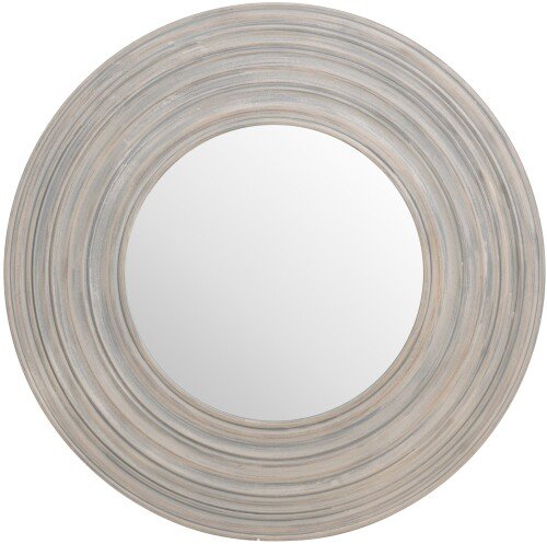 Grey Painted Round Ribbed Mirror