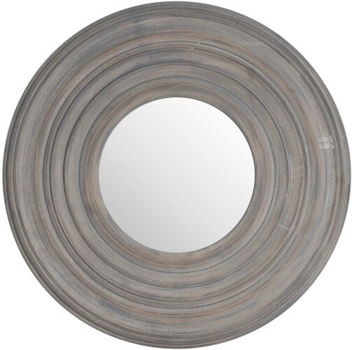 Grey Painted Round Textured Mirror