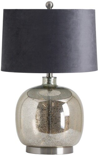 Isla Mirrored Glass Round Table Lamp With Velvet Shade