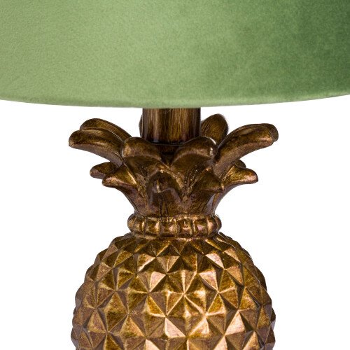 Antique Gold Pineapple Lamp With Artichoke Green Velvetshade