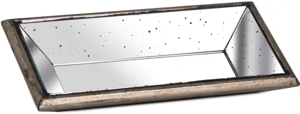 Astor Distressed Mirrored Display Tray With Wooden Detailing