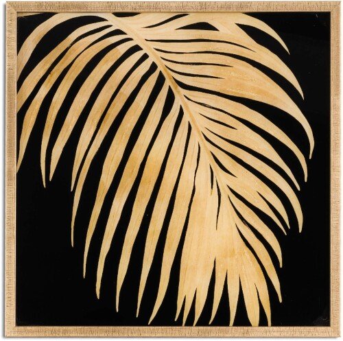 Metallic Palm Glass Image In Gold Frame