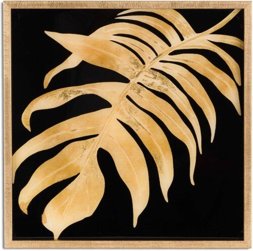 Metallic Leaf Glass Image In Gold Frame