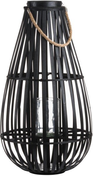 Large Floor Standing Domed Wicker Lantern With Rope Detail