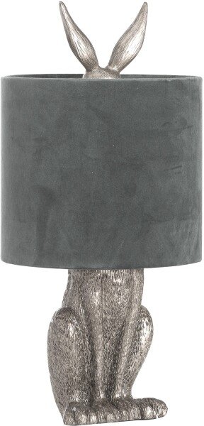 Silver Hare Table Lamp With Grey Velvet Shade