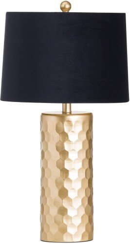 Jem Honey Comb Gold Table Lamp With Black Velvet Shade