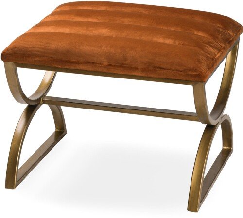Burnt Orange And Brass Ribbed Footstool