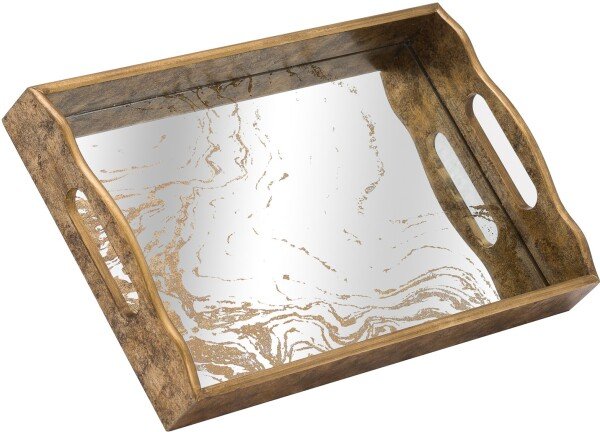Augustus Mirrored Tray With Marbling Effect