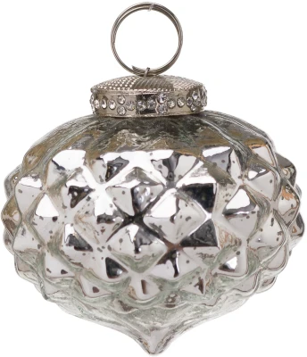 The Noel Collection Silver Textured Small Hanging Bauble