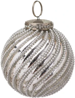 The Noel Collection Silver Jewel Swirl Large Bauble