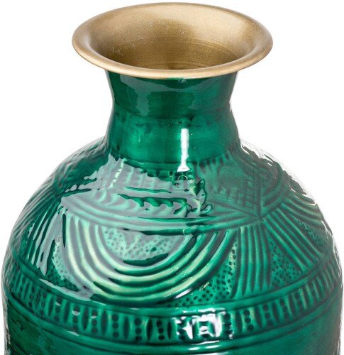 Aztec Collection Brass Embossed Ceramic Dipped Lebes Vase