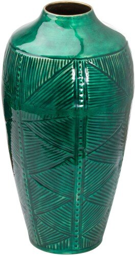 Aztec Collection Brass Embossed Ceramic Dipped Urn Vase