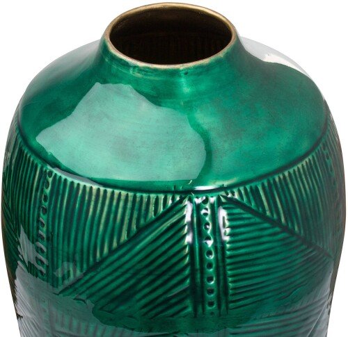 Aztec Collection Brass Embossed Ceramic Dipped Urn Vase