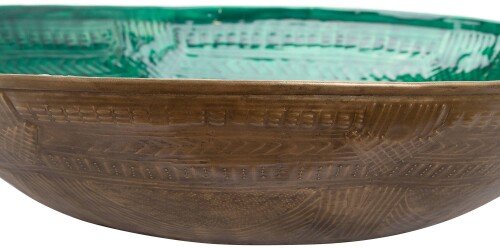 Aztec Collection Brass Embossed Ceramic Dipped Bowl