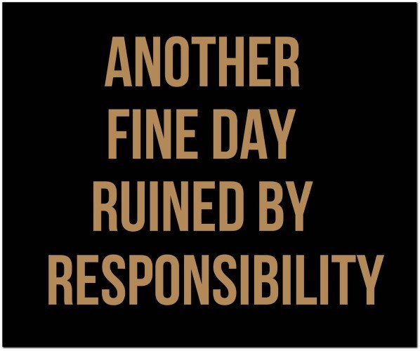 Another Fine Day Ruined By Responsibility Gold Foil Plaque