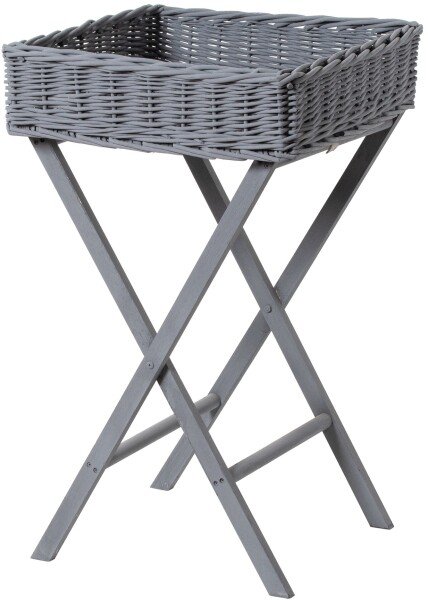 Large Grey Wicker Basket Butler Tray