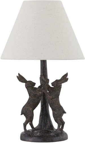 Marching Hares Lamp with Linen Shade