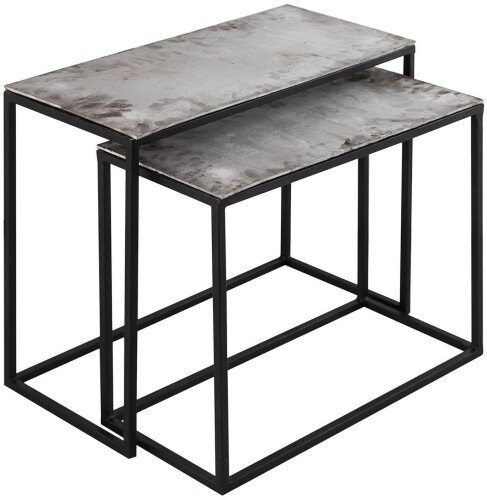 Farrah Collection Silver Set Of Two Side Tables