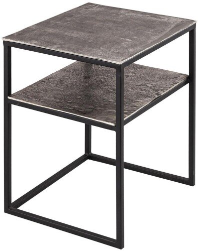 Farrah Collection Silver Side Table With Shelf