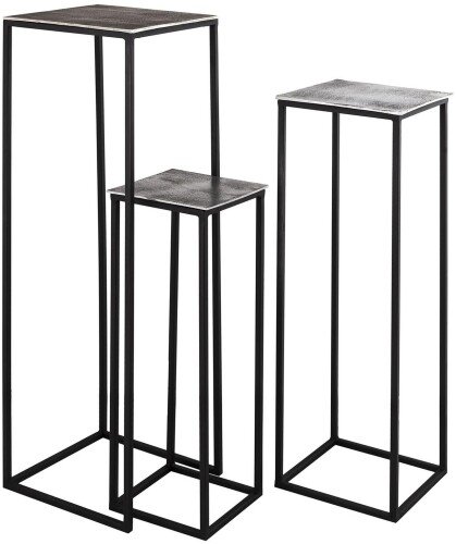 Farrah Collection Silver Set Of Three Large Display Tables