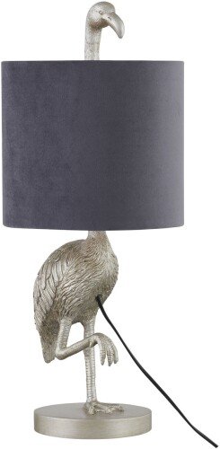 Florence The Flamingo Silver Table Lamp with Grey Shade