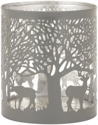 Smal Silver And Grey Glowray Stag In Forest Lantern