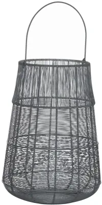 Large Wire Silver And Grey Glowray Conical Lantern