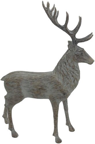 Carved Wood Effect Standing Stag