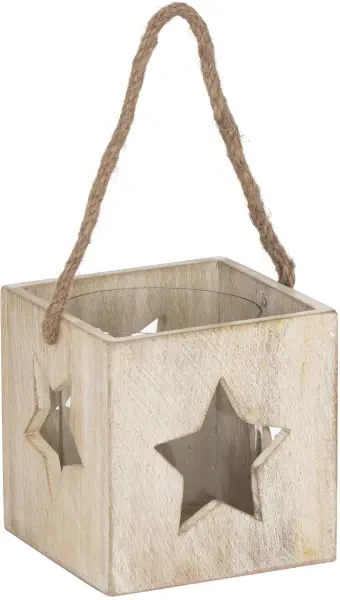 Washed Wood Large Star Tealight Candle Holder