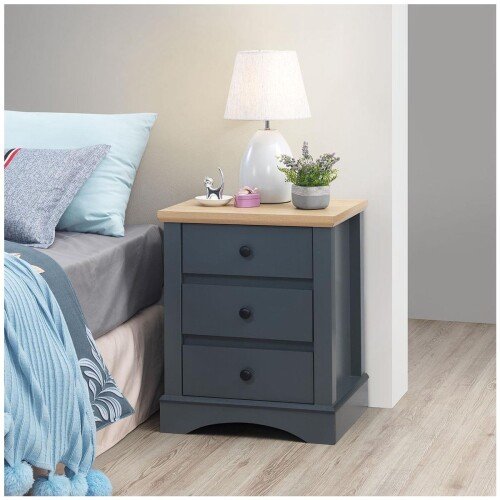 Carden Grey 3 Piece Bedroom Set (2 Door Wardrobe, 7 Drawer Chest, 3 Drawer Bedside)