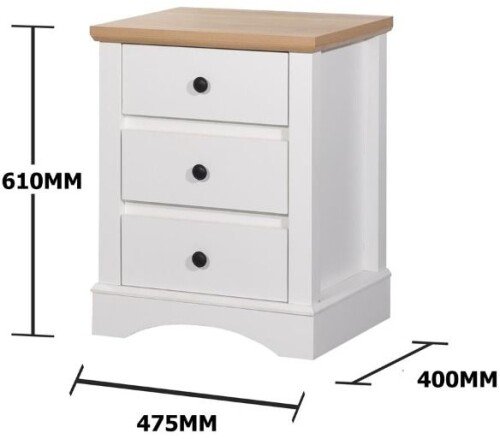 Carden White 3 Piece Bedroom Set (2 Door Wardrobe, 3+2 Chest, 3 Drawer Bedside)