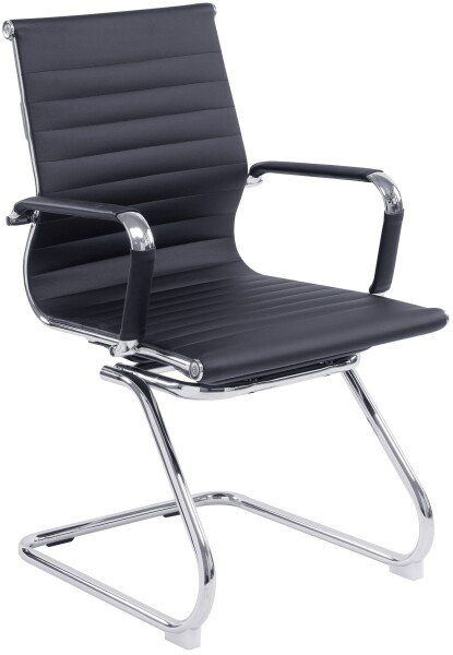 Nautilus Aura Medium Leather Executive Cantilever Chair - Black