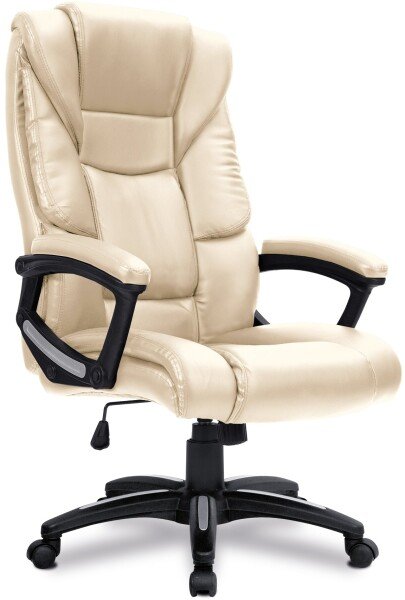 Nautilus Titan Oversized Leather Effect Executive Chair - Cream - Cream