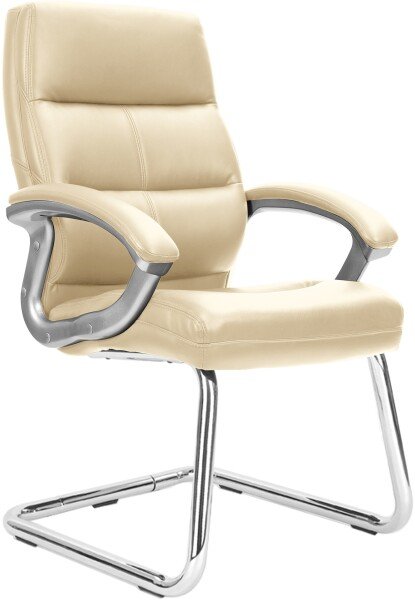 Nautilus Greenwich Leather Effect Executive Visitor Chair - Cream