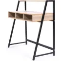Nautilus Vienna Compact Two Tier Desk with Stylish Feature Frame and Upper Storage Shelf - Black Frame - Oak Finish