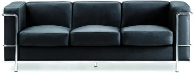 Nautilus Belmont Contemporary Cubed Leather Faced Three Seater Chair