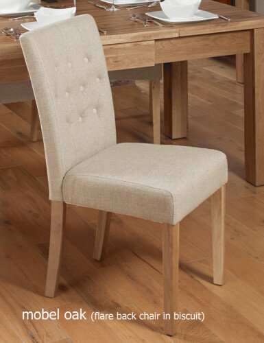 Mobel Oak Flare Back Upholstered Dining Chair In Biscuit (Pack of Two)