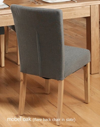 Mobel Oak Flare Back Upholstered Dining Chair In Slate (Pack of Two)