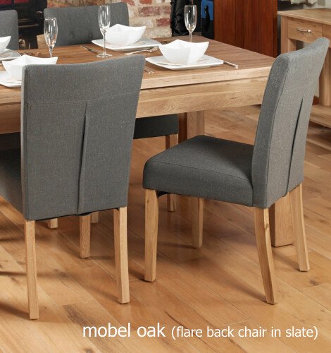 Mobel Oak Flare Back Upholstered Dining Chair In Slate (Pack of Two)
