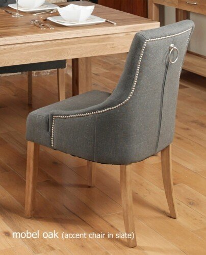 Mobel Oak Accent Upholstered Dining Chair In Slate (Pack of Two)