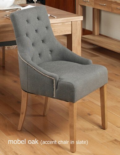 Mobel Oak Accent Upholstered Dining Chair In Slate (Pack of Two)
