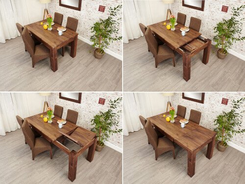 Mayan Walnut Extending Dining Table With 6 x Biscuit Flare Back Upholstered Dining Chair Bundle